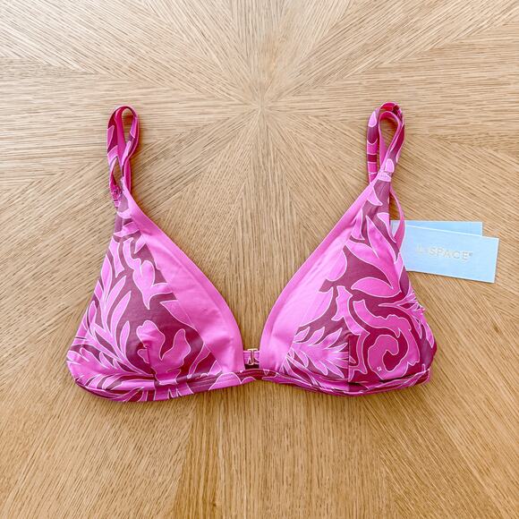 L Space Bikini Top Womens Small Pink Finneas Barbiecore Tropical Beach Swim NWT - Picture 3 of 6